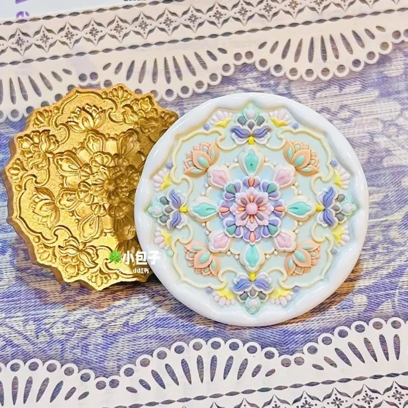 3D DIY Relief Lacquer Seal Head Carving Brass Head Handmade Handwriting Envelope Seal Stamp Toy Starry Butterfly Tulip Seal Head