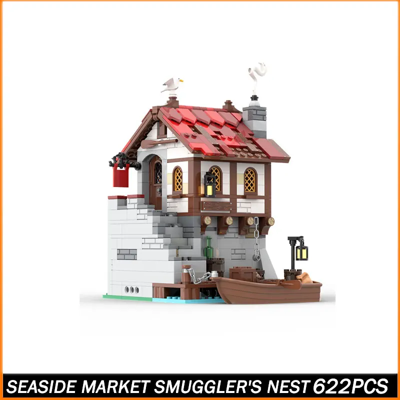 MOC Building Block MOC Seaside Market Smuggler's Nest Model Brick Toys Particle Creative Educationve Education Christmas Gifts