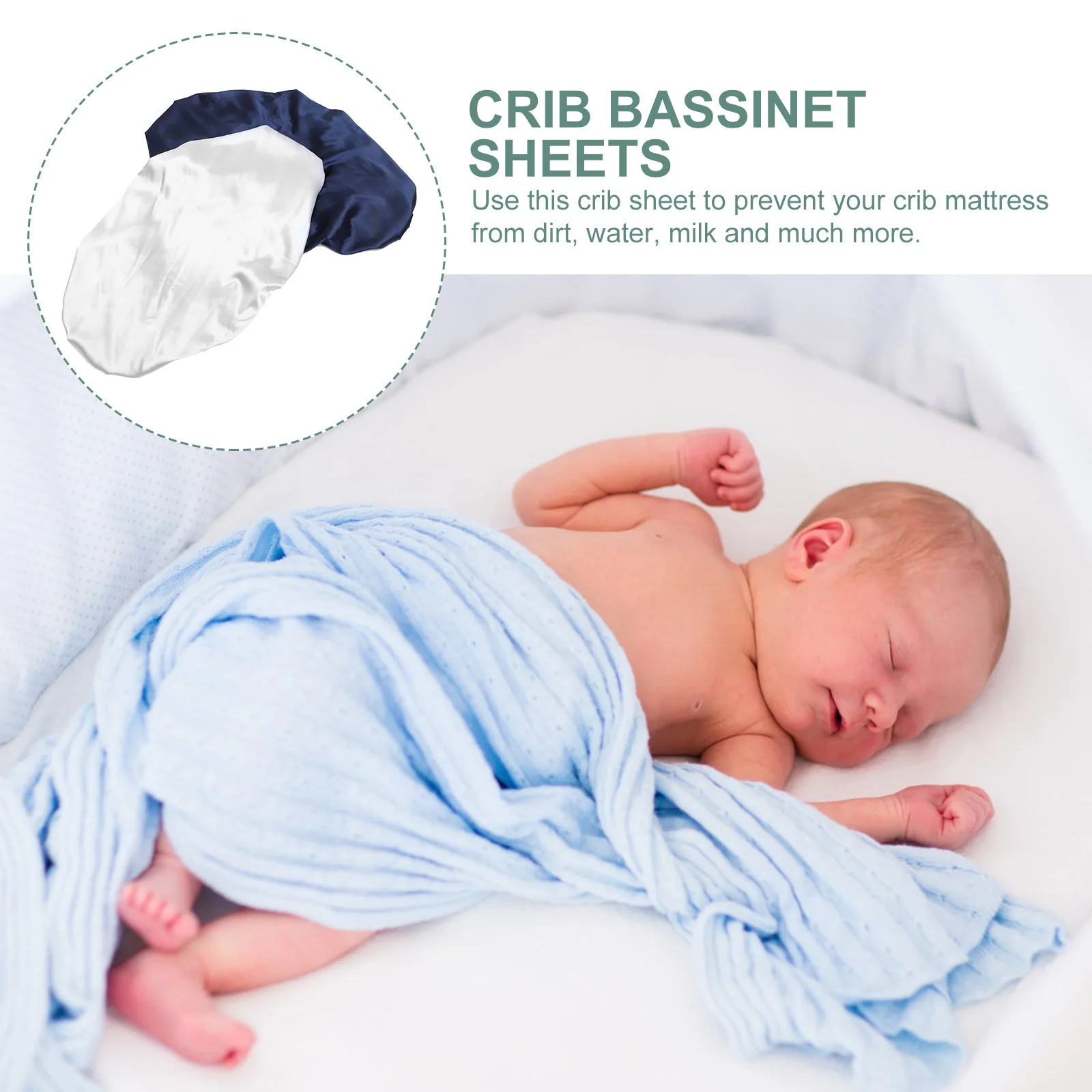 

2Pcs Bassinet Sheets Silk-Like Fitted Bassinet Mattress Pads for Baby Cradle Newborn Bedding Soft Breathable Sheets