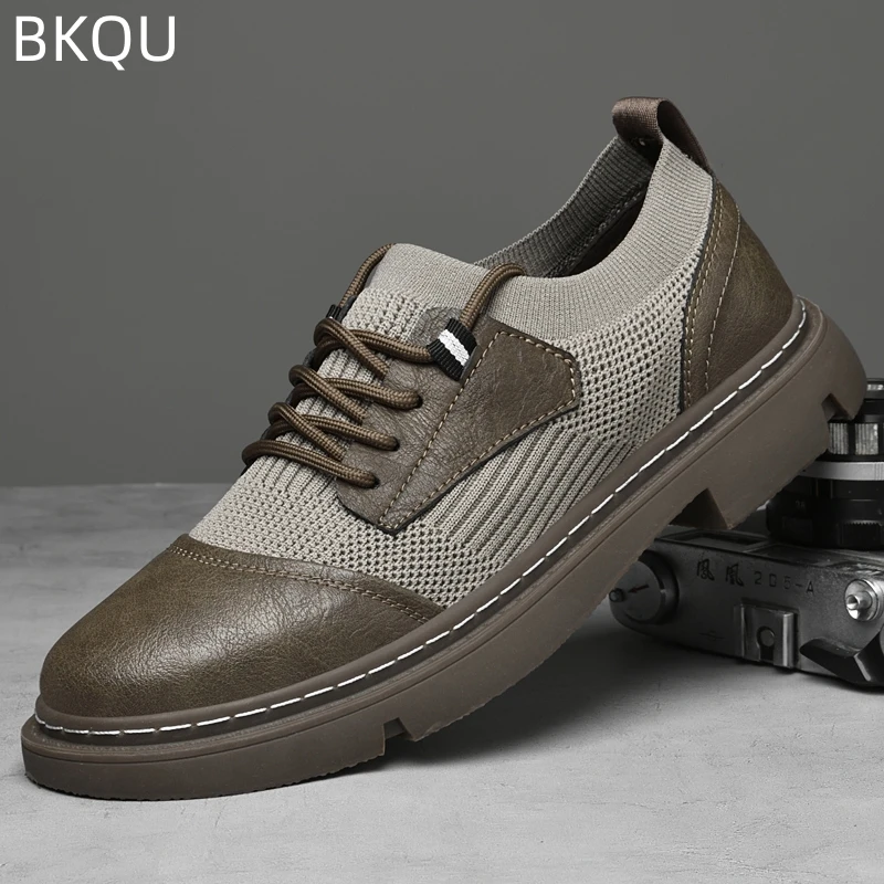 Casual Men's Shoes Increase Outdoor Trend All-match Wear-resistant Casual Breathable Fashion Round Toe Shoes Spring and Autumn