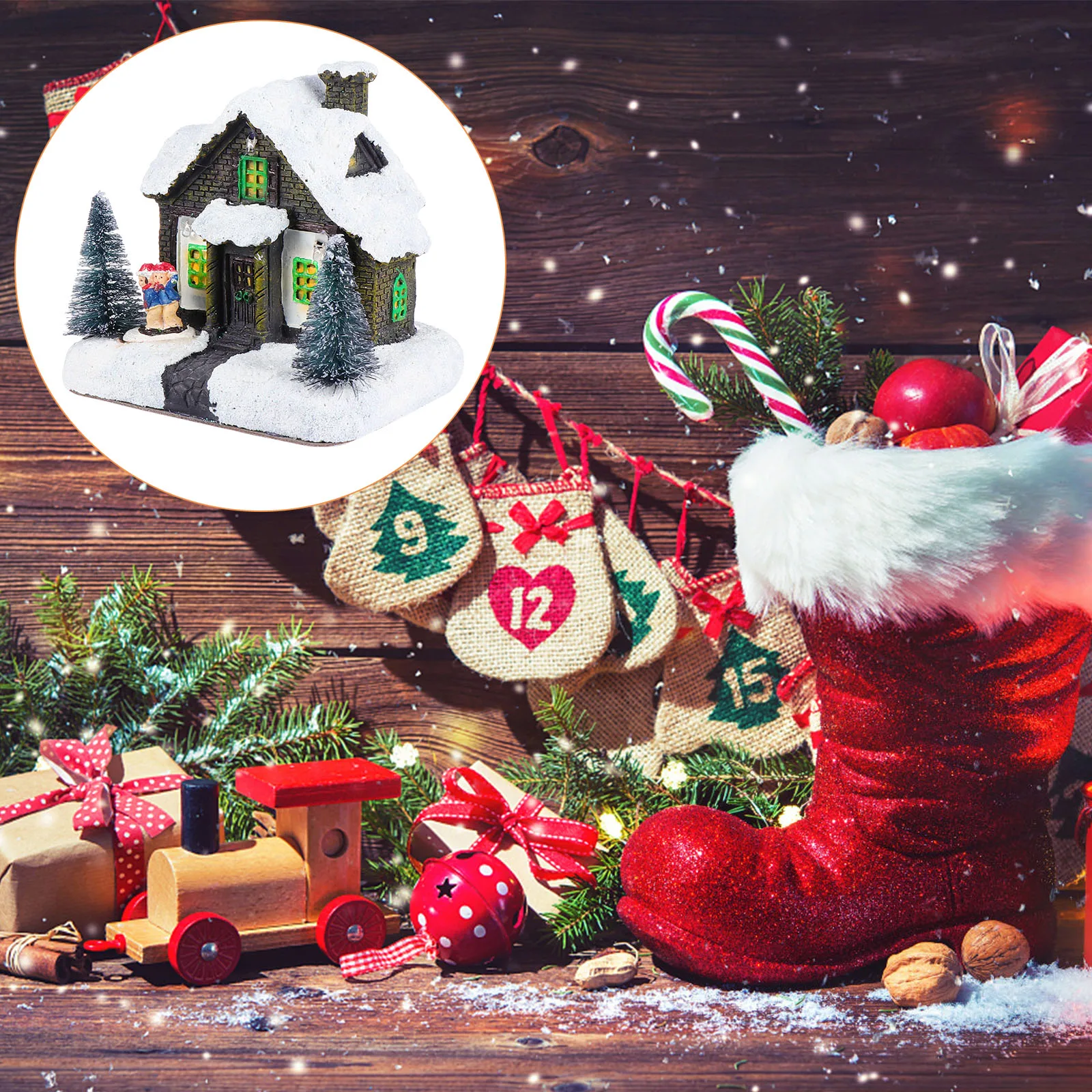 

Glowing Little House Christmas Decor Mini Luminous nament Xmas House Adornment Gifts Resin Craft Snow Lodge Pattern High Quality