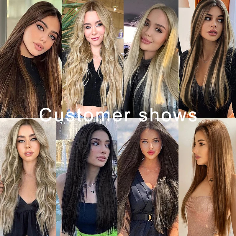 11 clipes clipe na extensão do cabelo perucas sintéticas para meninas mulheres 4 pçs/set em linha reta 24 Polegada grosso falso peruca fibra resistente ao calor