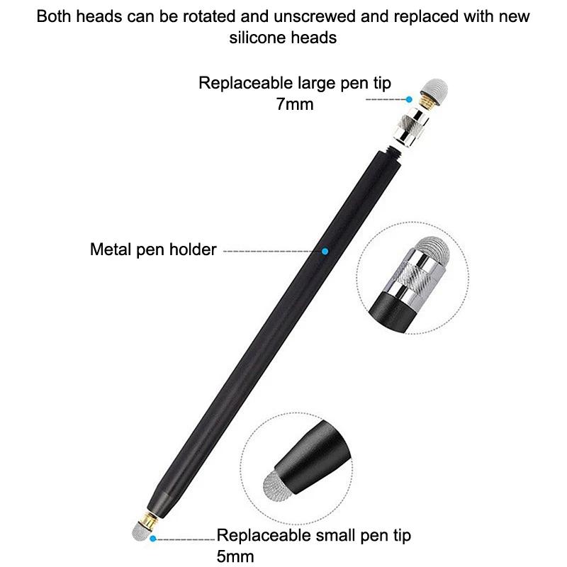 قلم ستايلس شبكي من الألياف ذو طرف مزدوج وأقلام شاشة تعمل باللمس قلم رسم لشاشة سعوية عالمية للهواتف الذكية والكمبيوتر اللوحي