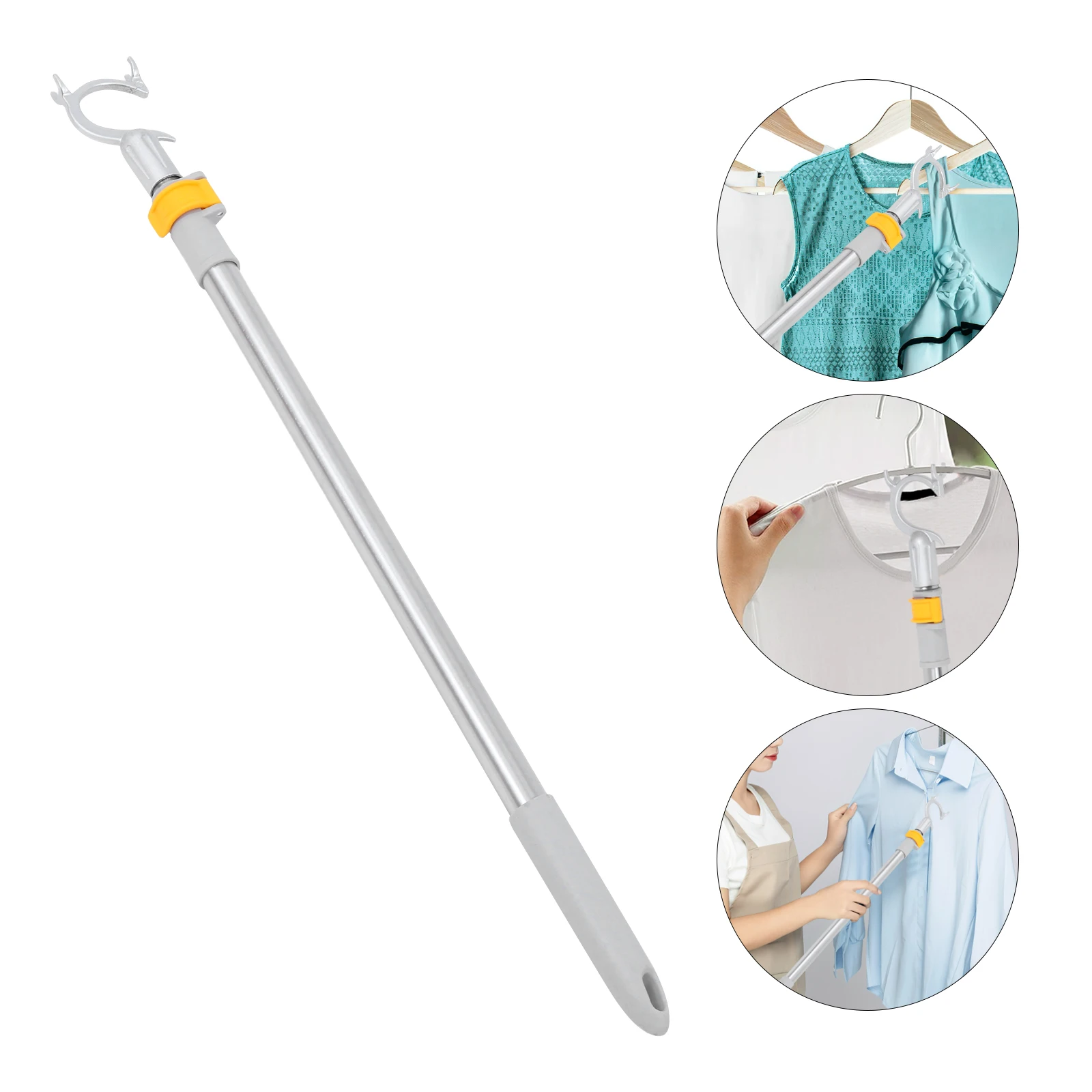 Retractable Clothes Rod Clothing Hanger Reach Pole Adjustable Lightweight Aluminum Reach Pole for Drying Clothes( Random Color )