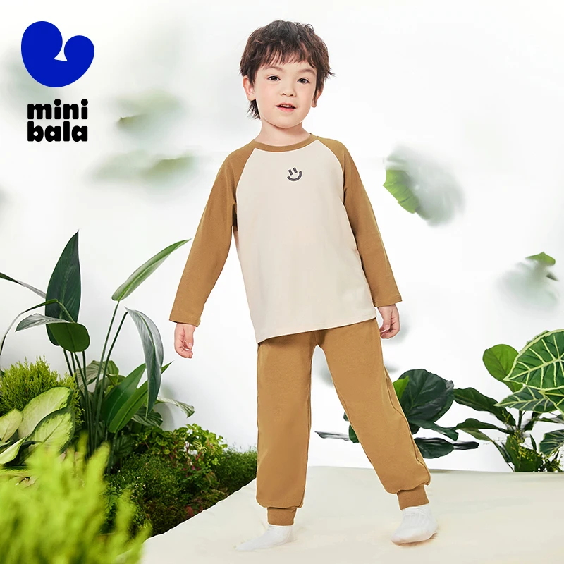 Mini Bala Home Suit Children Home Clothes Baby Moisture Absorbent Breathable Autumn Clothes and Pajamas Suit image 4