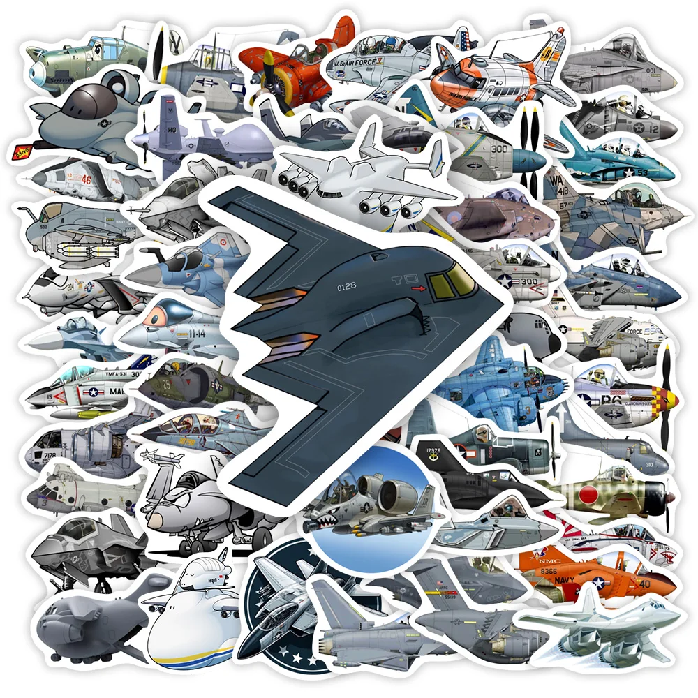 Cartoon Flugzeug Kampfjet Vinyl-Aufkleber DIY Spielzeug Dekorative Wasserfeste Aufkleber für Scrapbook Tagebuch Laptop Gepäck Flaschen