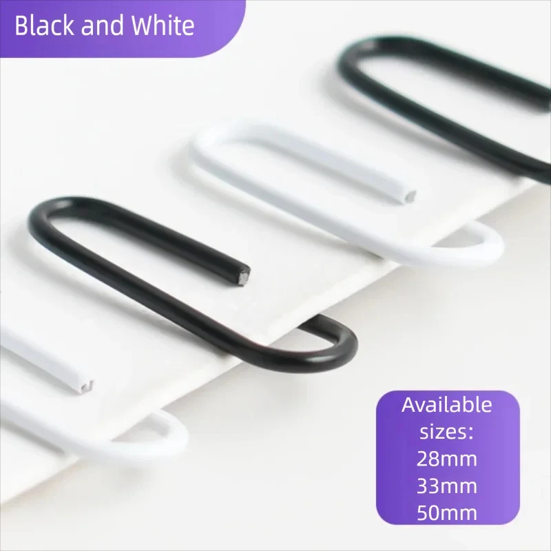 

500Pcs Count Barrel Of Durable Black And White Paper Clips Office Supplies For Stationery Paper Organizers And Binding Supplies