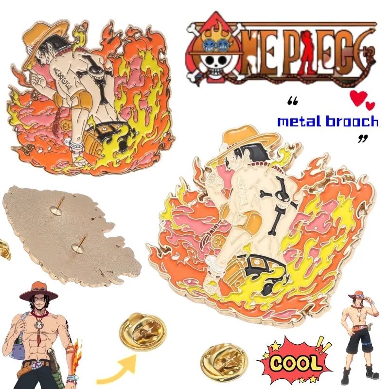 

Металлическая брошь One Piece с персонажами Monkey·D·Луффи и Portgas·D·Эйс, персонализированная, креативная, для украшения одежды, обуви и головных уборов, подарок, оптом.