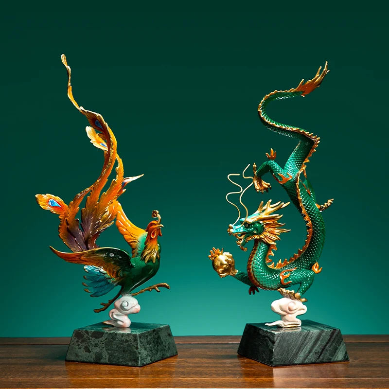 Mascot zodiac blue dragon pure copper handicrafts entrance housewarming opening gift