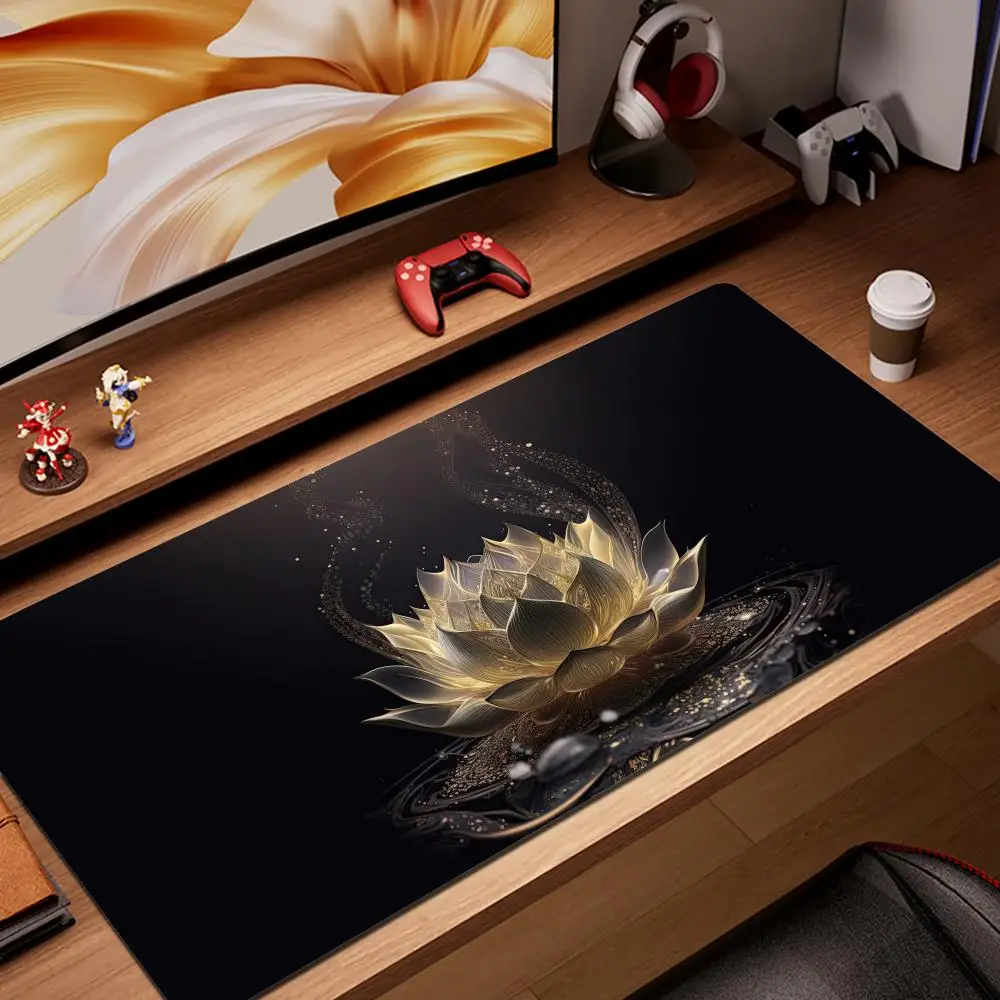 

White Lotus Flower Mousepad Computer Mouse Pad Gaming Mousepad Abstract Large MouseMat Gamer Mause Carpet Desk Mat Keyboard Pad