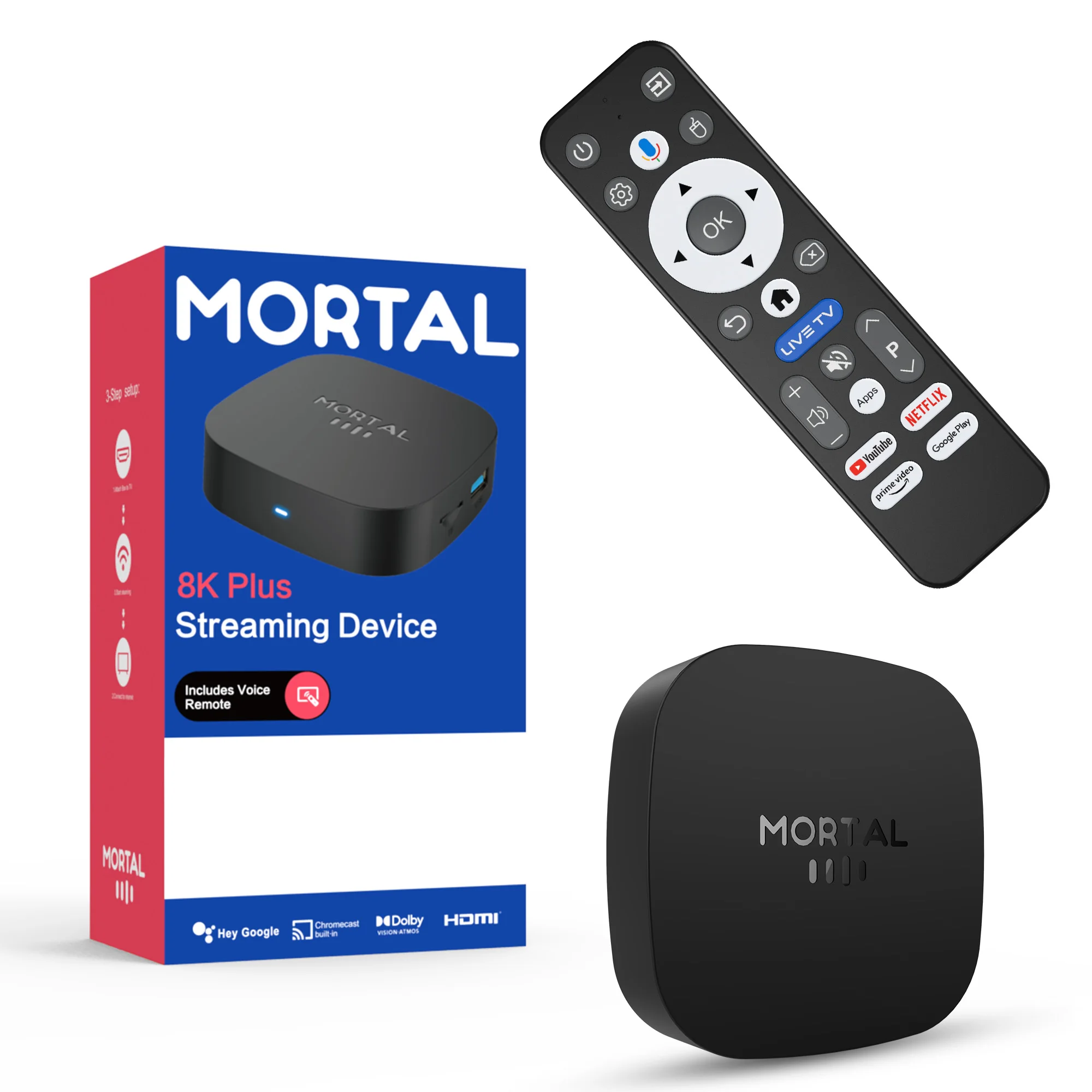 MORTAL T1+ Android14 TV-Box RK3518 GTV Dual-UI-Schnittstelle 8K Dual-Band WiFi6 BT5.0 Sprachsteuerung Set-Top-Box für YouTube Netflix