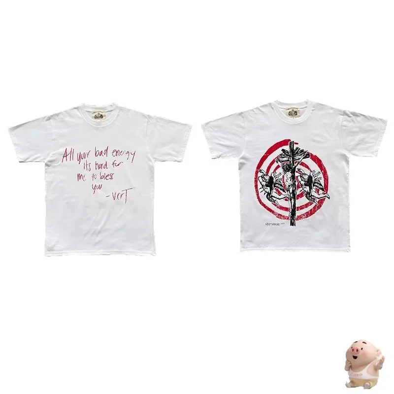 

Повседневная хлопковая белая футболка Vertabrae с буквенным принтом и коротким рукавом, мужские и женские футболки с изображением ангела и Иисуса, футболки