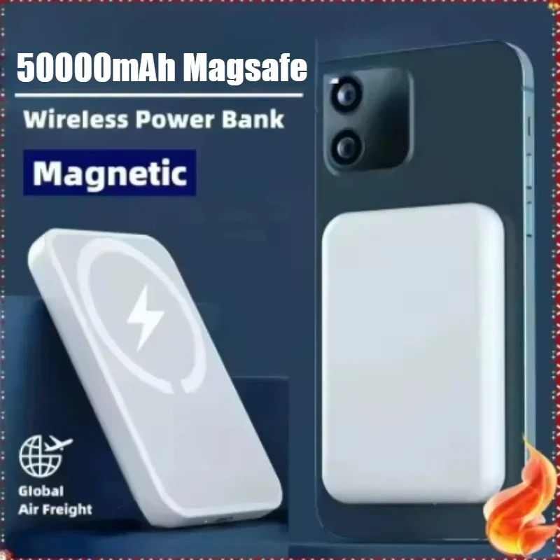 

New Macsafe Magnetic Power Bank Wireless Fast Charging Mobile Supply 50000mAh Battery Charger Cases iPhone Series Samsung Xiaomi
