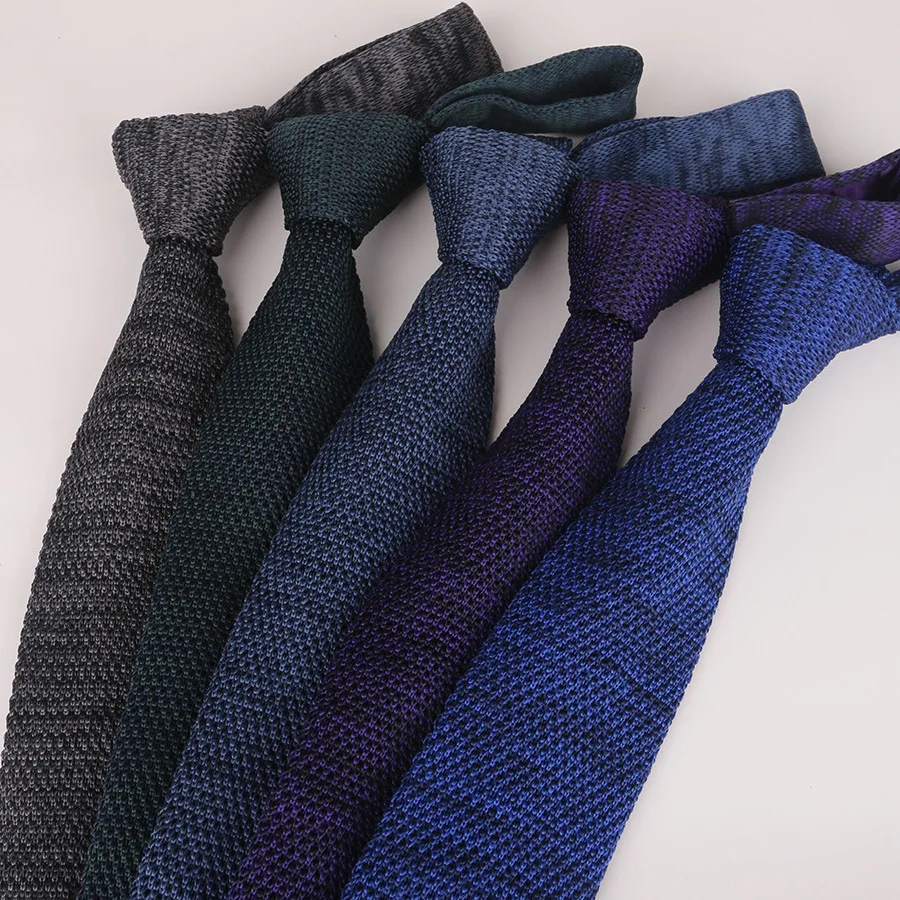 New Style Fashion Men\'s Solid Colourful Tie Knit Knitted Ties Necktie Normal Slim Classic Woven Cravate Narrow Vintage Neckties