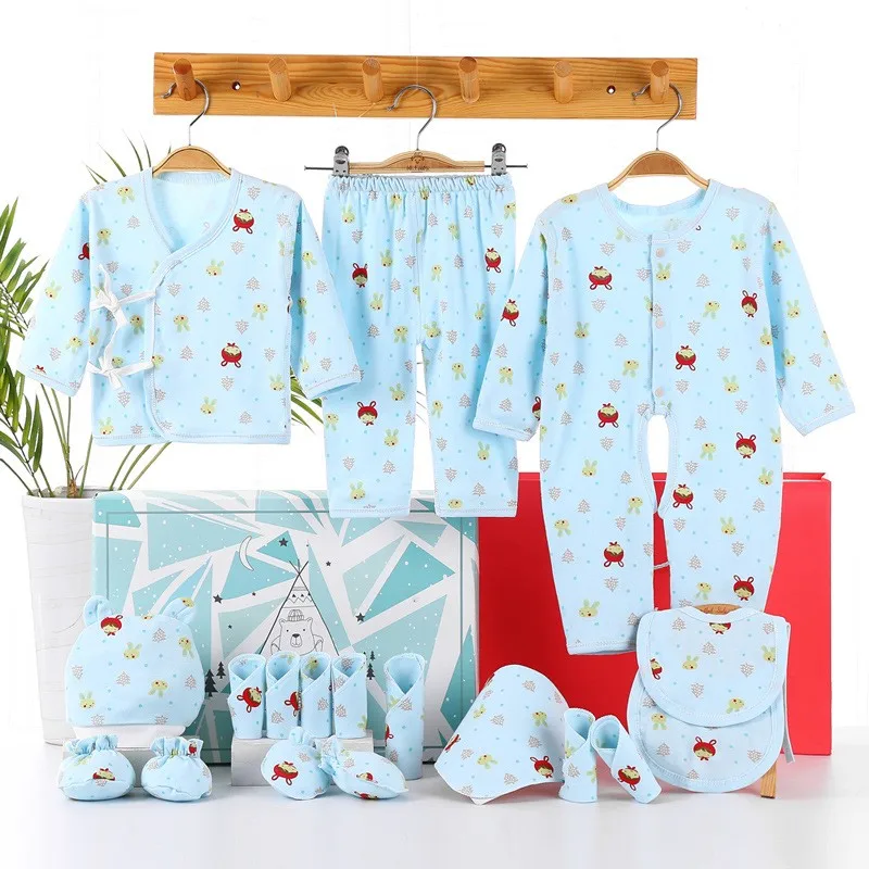 0-6 Months Newborn Clothes Set Baby Gift New Born Infant Clothing Baby Set Cotton Cartoon Print Baby Girls Boys Clothes No Box