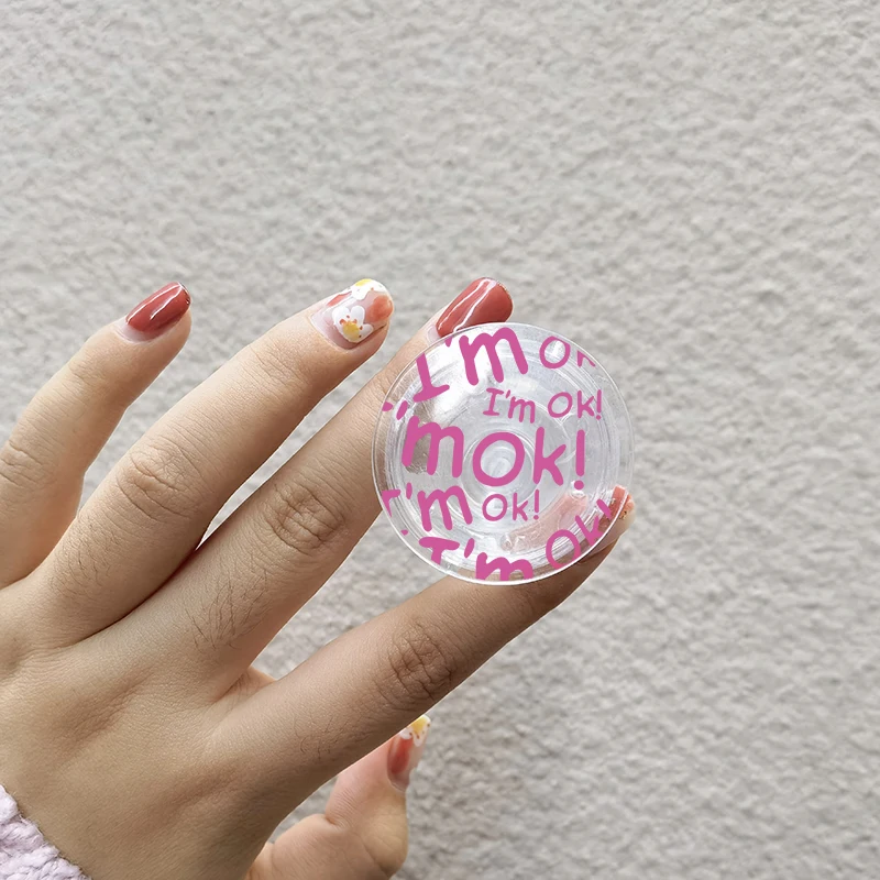 حامل قبضة هاتف محمول قابل للطي ، حامل جريبتوك شفاف ، مطبوع عليه رسالة مضحكة ، مناسب لهاتف آيفون 15 ، وسامسونج ، وهاواوي ، إنز ، وكورية #4