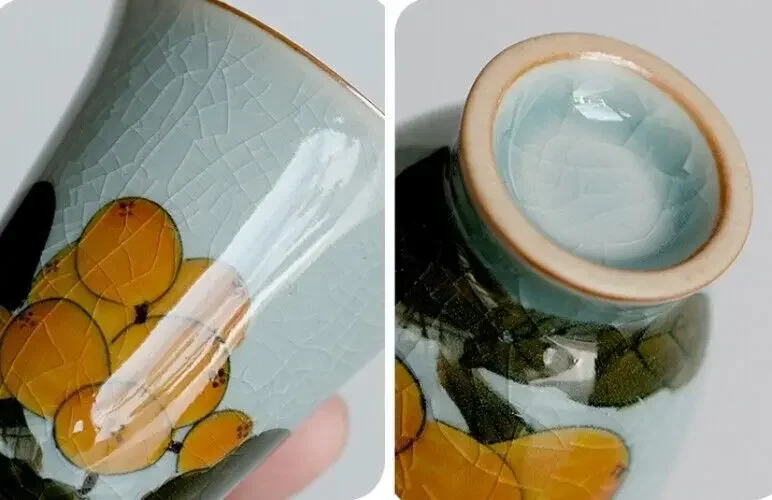 5pcs/lot handpainted floral porcelain tea cup crackle glaze boutique aroma cup