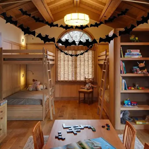 Runtowo 1set Pappersfladdermusbanderoll, Halloweenhängande girlang, Glad Halloween-flaggafestdekorationer 6 best sales pappersdekoration - №3