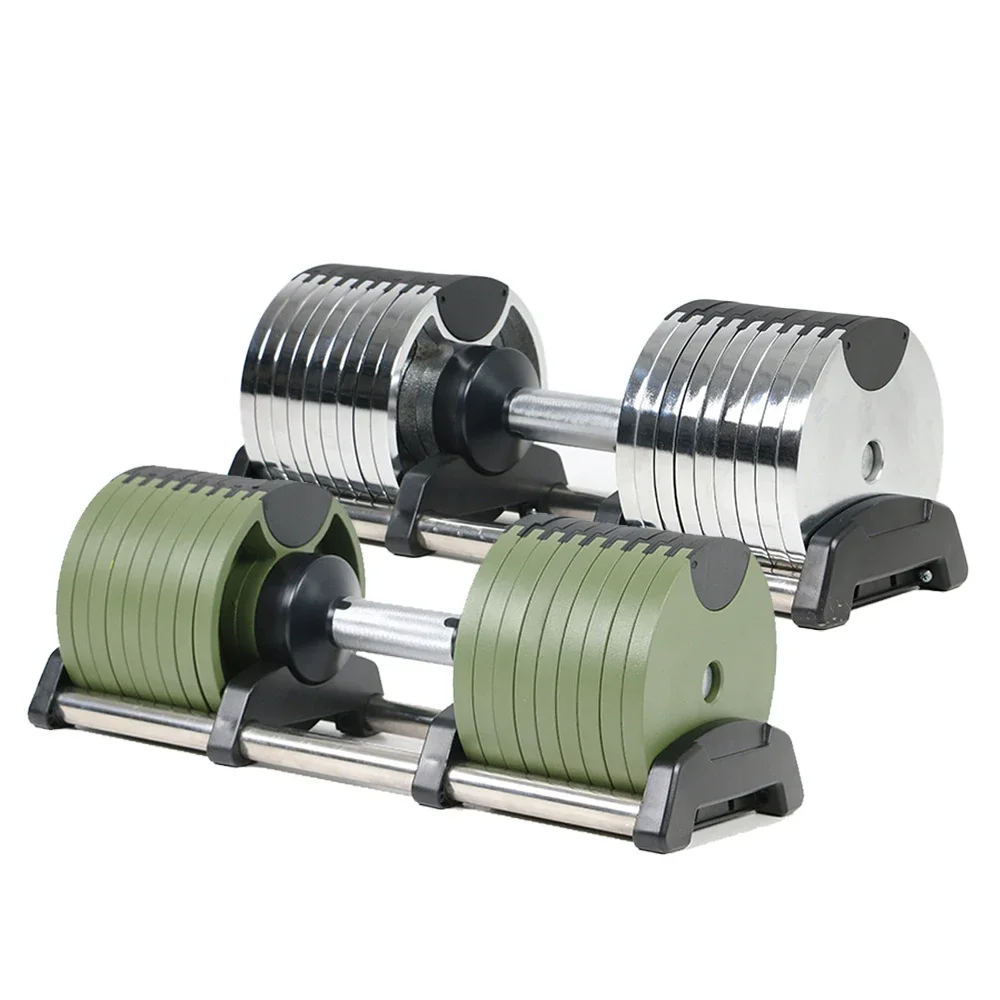 Vorrätige Maßgefertigte Fitnessgeräte 20kg bis 40kg Verstellbares Stahl-Hantelset für Bodybuilding Heimtraining Gewichte aus Gummi-Material