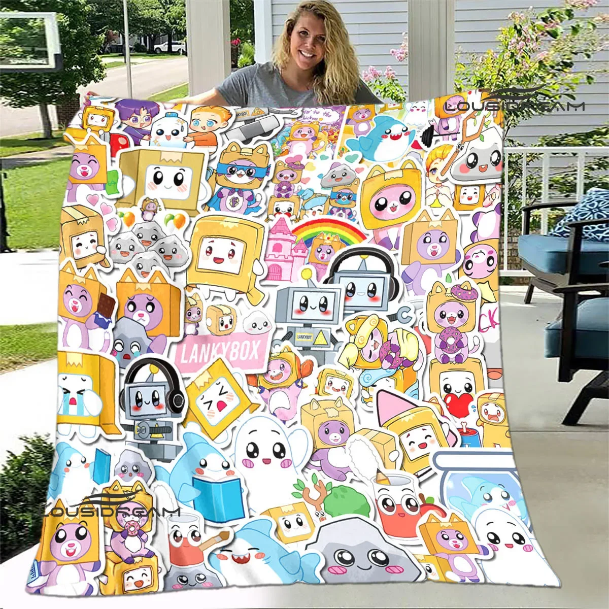 Lankybox-بطانية بشفة ، ماكر ، لطيف ، دافئ ، ناعم ، مريح ، منزل ، سفر ، بطانات سرير ، هدية عيد ميلاد