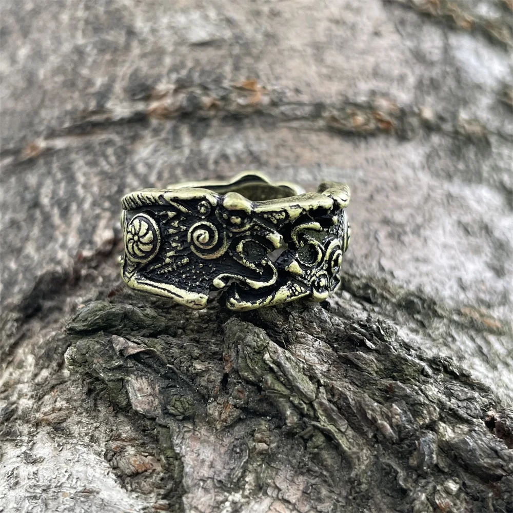 Nostalgia Gothic Wolf Amulet Viking Animal Ring Mens Signet Adjustable Rings For Women