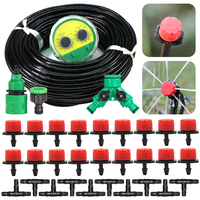 30-60M Garden Drip Irrigation System 1/4'' Hose Spray Misting Kit 360 Degree Adjustable 8 Hole Sprinkler Watering Micro Dripper