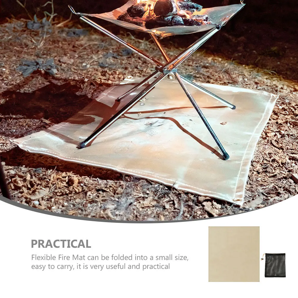 1 Set Fiberglass Fireproof Blanket Fire Resistant Mat For Outdoor Camping Bbq Heat Resistant Fire Mat With Reinforced Copper