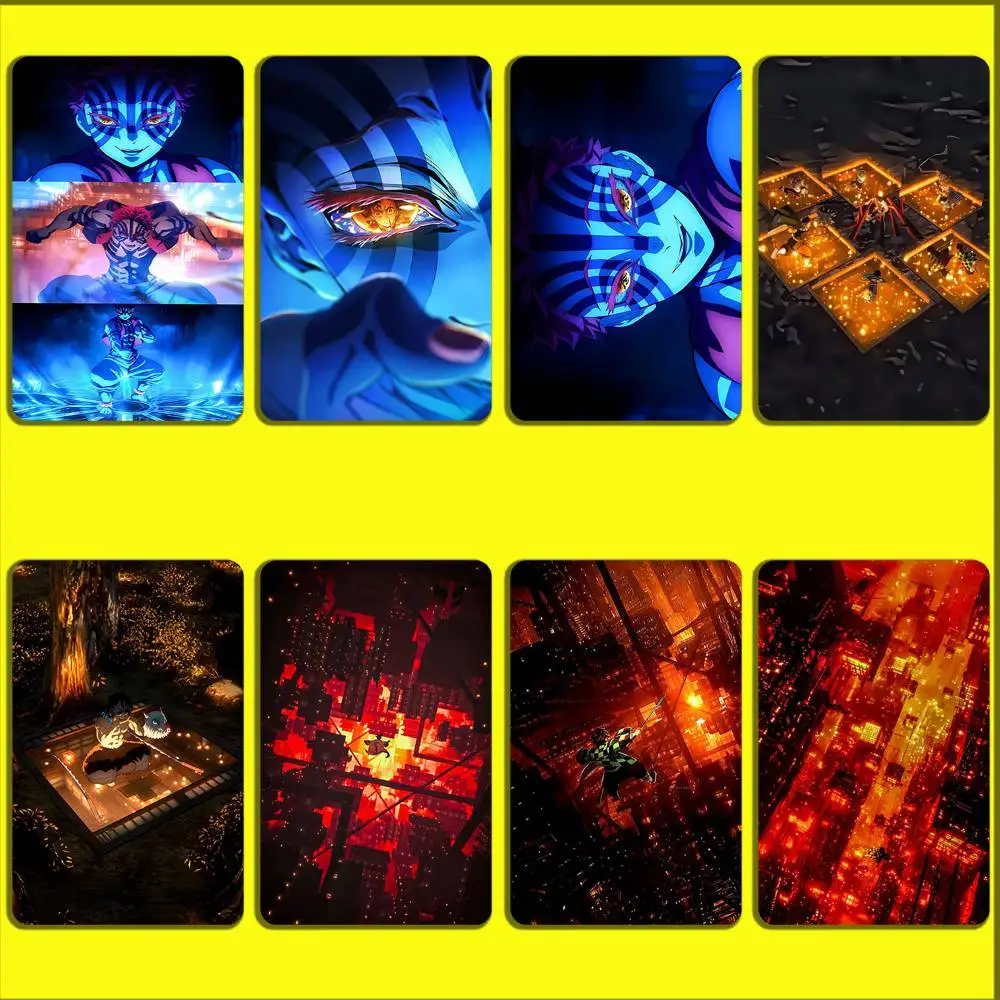 Demon Slayer Infinity Castle Akaza Card Stickers For Debit Bank Credit Cards Metro Bus Pass Sticker Decoration Cover Skin
