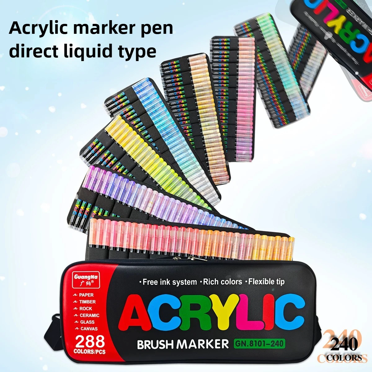GUANGNA 168-360 Colors Acrylic Paint Soft Brush Markers Set Soft