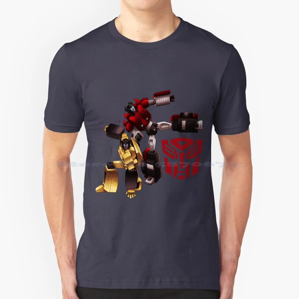 Sunstreaker & Sideswipe T Shirt 100% Cotton Tee Sunstreaker Sideswipe Autobots Twins Robots Sunny