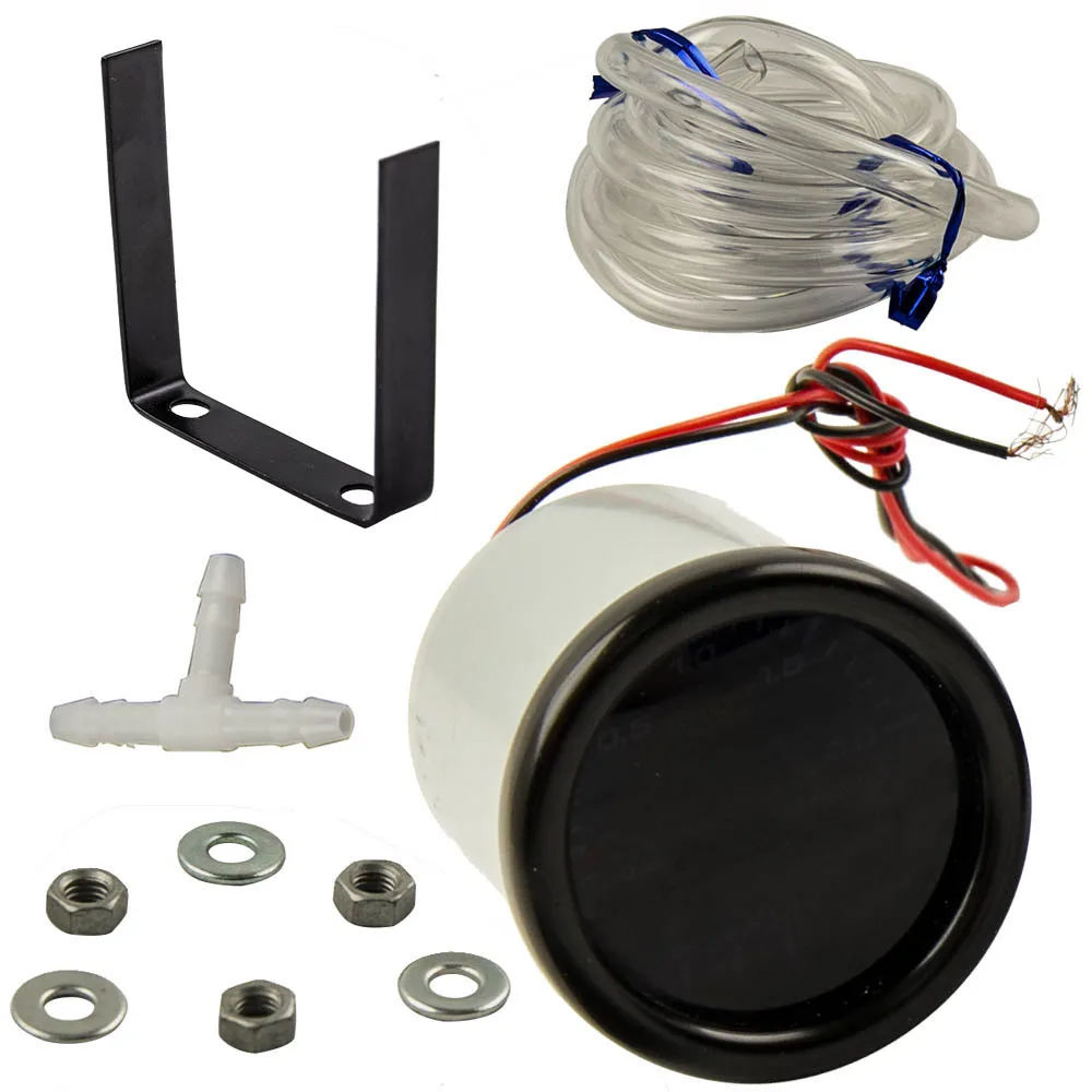 

Универсальный LED-манометр Turbo Boost Gauge 2" (52 мм) -1~2 бар, 12В, с ПВХ-шлангом, 0~30 PSI