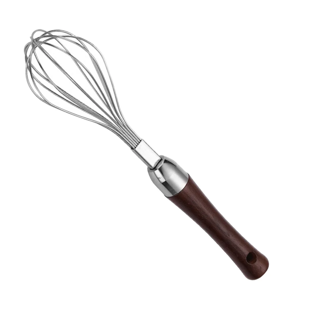 Stainless Steel Egg Coil Whisker Baking Hand Mixer Dough Blender Wooden Handle