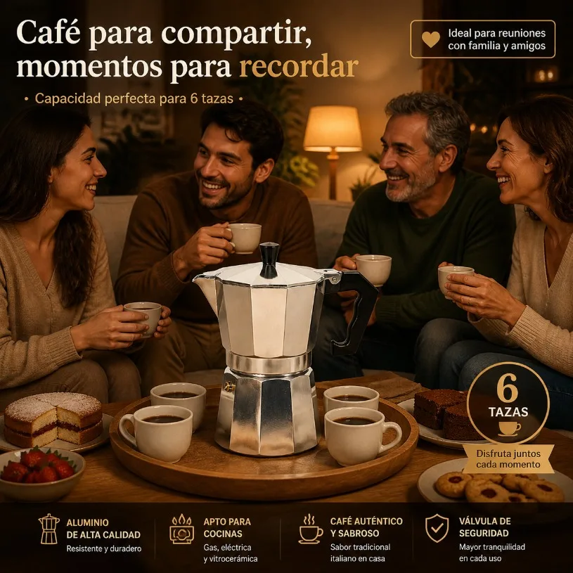 Cafetière italienne Moka en aluminium 6 tasses, cafetière expresso classique de 18 cm pour cuisinières à gaz et électriques, poignée ergonomique résistante à la chaleur et soupape de sécurité