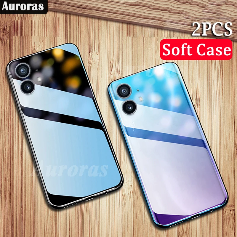 Auroras 2 PCS For Nothing Phone 2 Case Original Transparent Soft Silicone Shell For Nothing Phone 1 Cover Fundas