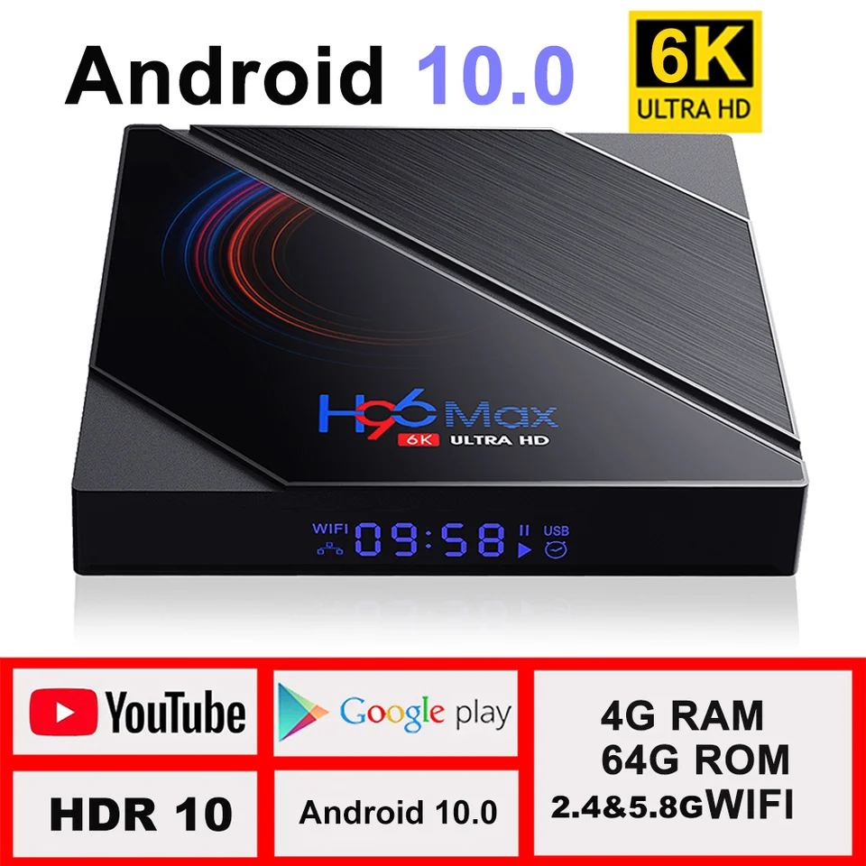 H96 MAX H616 Smart TV Box 16GB 32GB 64GB Allwinner  Quad Core ARM Cortex A53 Wifi BT5.0 Youtube Reproductor Set Top Box