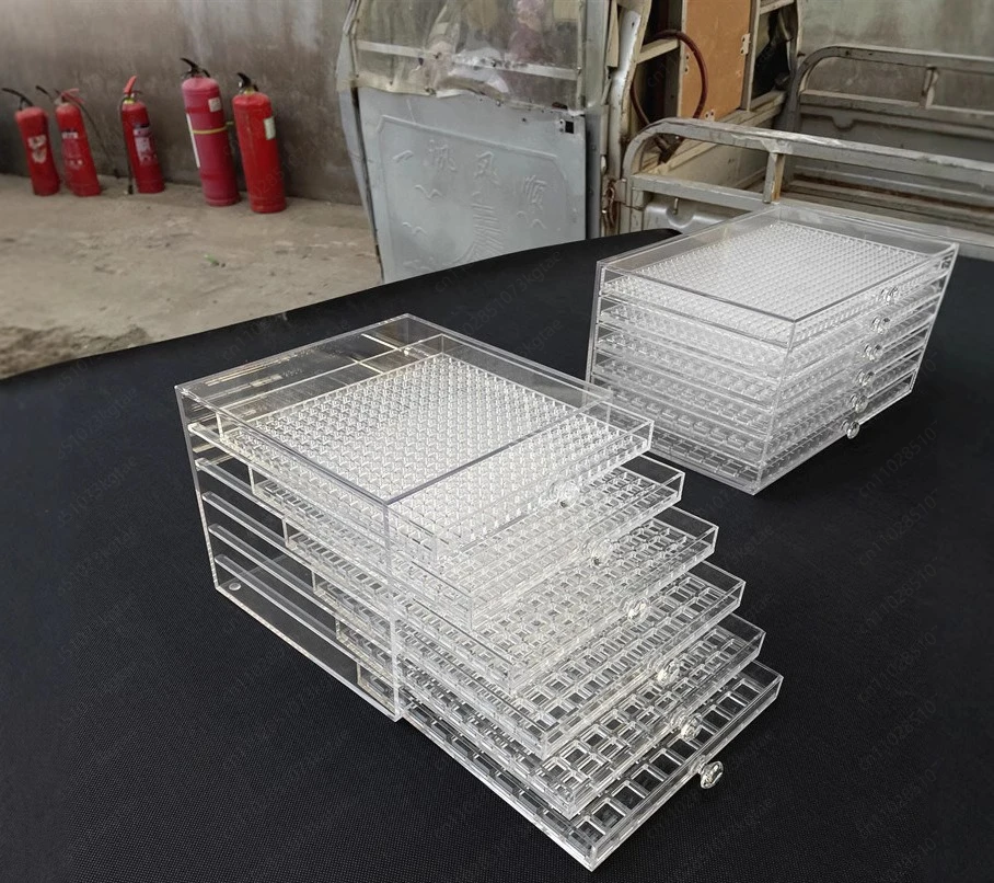 New Acrylic Storage Box Nail Jewelry Small Lattice Drawer Organizer BOX Multilayer Diamond BoX Transparent