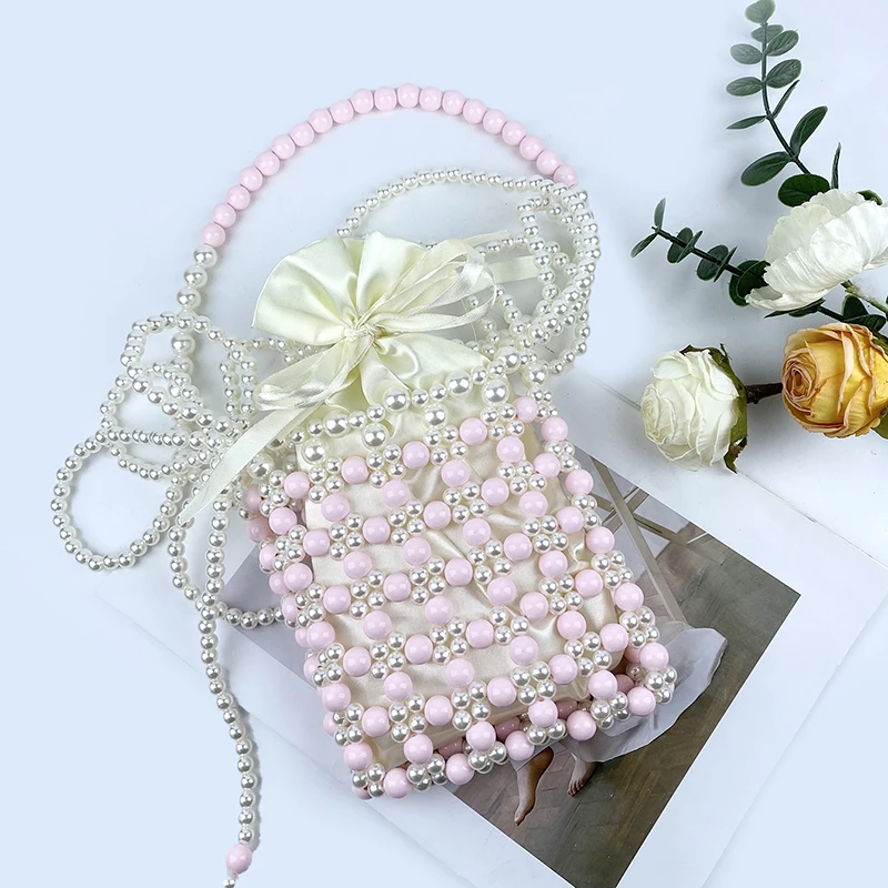 Hand-woven small fragrant pearl bag women's summer retro crossbody bag finished fairy summer mini Internet celebrity with the sa