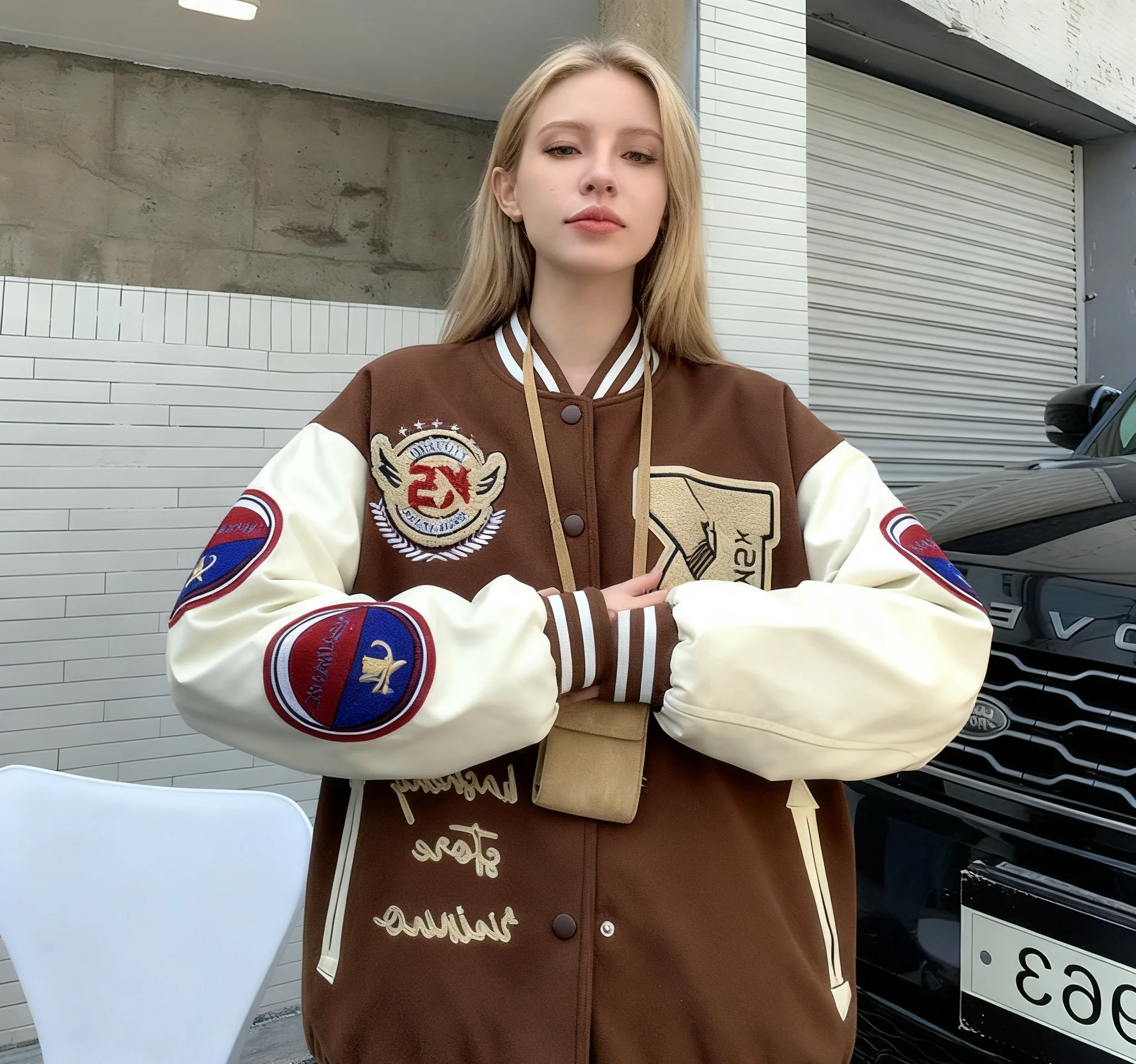 

Baseball Jackets Varsity Womens Spring Windbreakers Fishbone Decorated Plaid Bomber Stripes Removable Pleated Streetwears Ladies