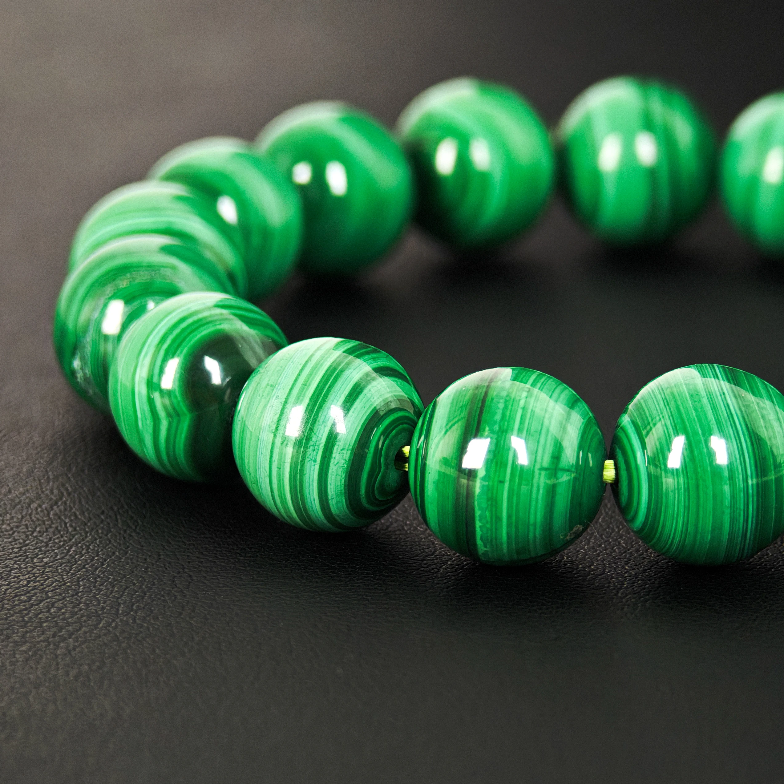Natural Malachite Beaded Bracelet 6-12mm Multi-Size AAA Peacock Pattern Healing Stone Jewelry for Unisex GiftsFree Shipping