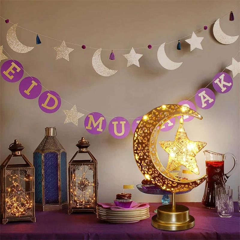 1PCS Homeleo Rustic Moon Lamp For Ramadan Decorations Lampu Raya Hari Raya Decoration