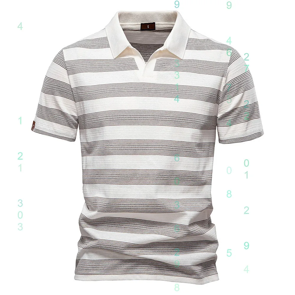 

Mens Polo Shirts Spring Summer Striped Short Sleeve Cotton Casual Tops Tees