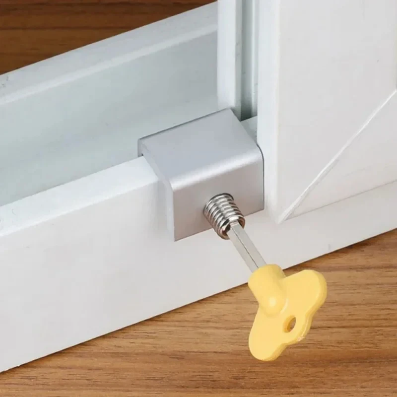 1PCS Adjustable Sliding Window Aluminum Alloy Stop Locks Security Door Frame Lock with Keys Home Office Security Lock Window