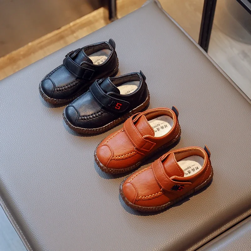 Primavera autunno bambino scarpe in pelle imbottite per bambini marrone ragazzi ragazze bambino scarpe casual morbide 2024 nuove scarpe da bambino