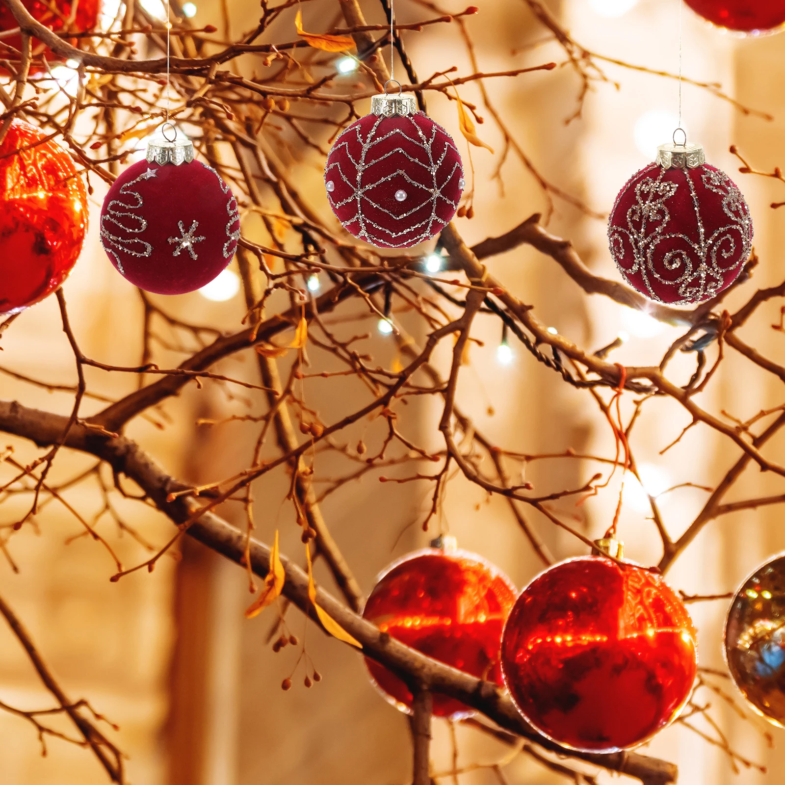 

3 Pcs Christmas Ball Pendant Ornaments Balls Hanging Boxed Foam Decorative Shatterproof Red Sphere Tree Baubles