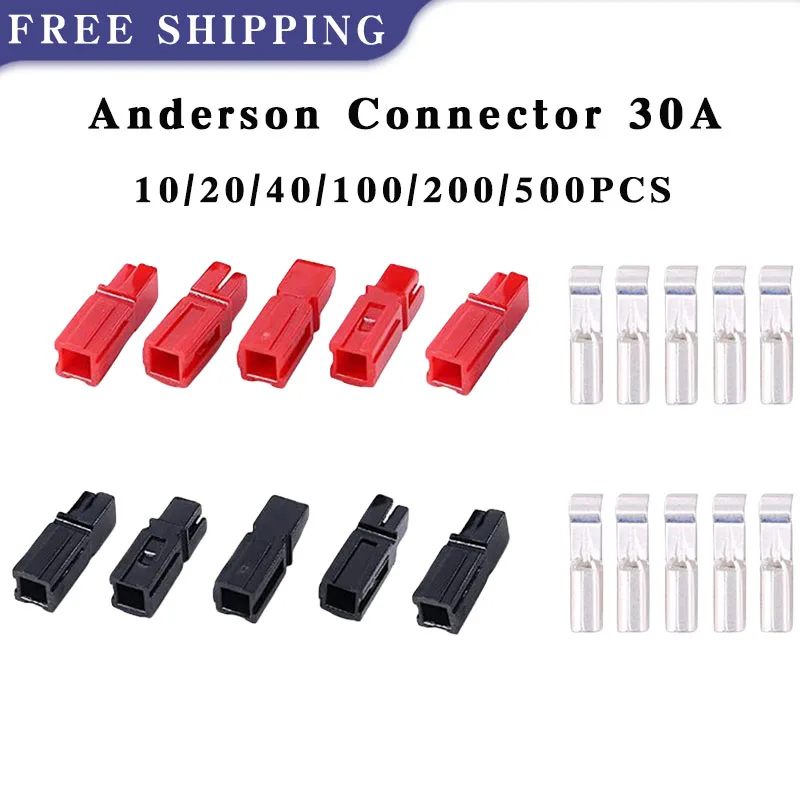 

10/20/40/100/200/500 Pcs Anderson Connector 30A Amp 600V Powerpole Connector Plug-In Electric Forklift Quick Connector Terminals