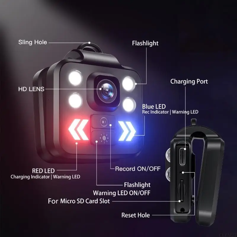 B03F Mini Body Camera, Portable Video Recorder Outdoor Sports Wireless Wearable Camera, Led Flashlight Head Lamp view 2