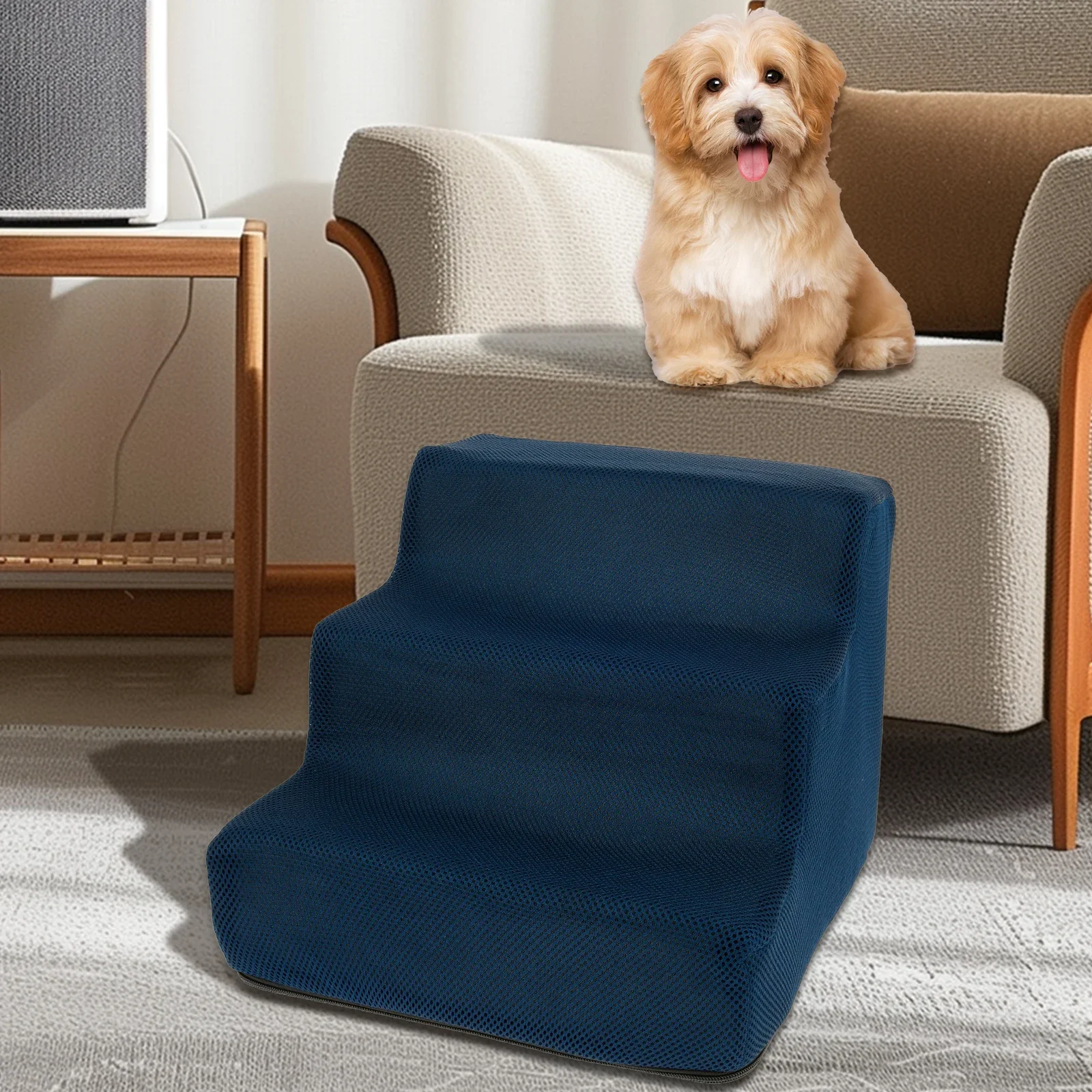 

3 Step Puppy Stairs dog ramp for high bed Climbing Anti Slip Removable Washable Cloth Cover 10.63 inch ladder dogs Pets supplies