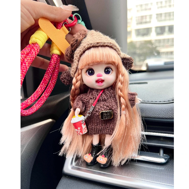 

14Cm Mini Doll Bjd Dress Up Girl Vinyl Dolls With Changeable Knitted Outfits Phone Pendant Collectible Birthday Gift For Girls