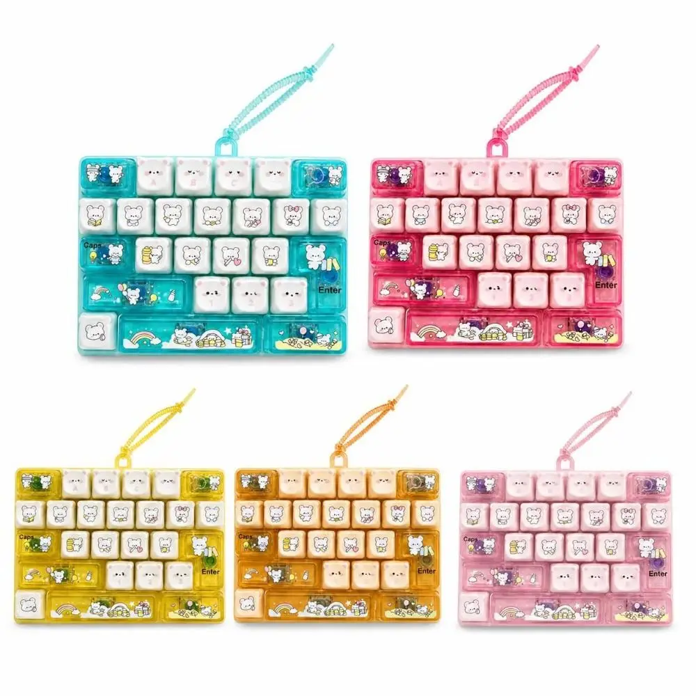 26 Keys Bear Print Mechanical Keyboard Cartoon Animal Patterns Hangable Stress Relief Fidget Gift Clear Key Sounds