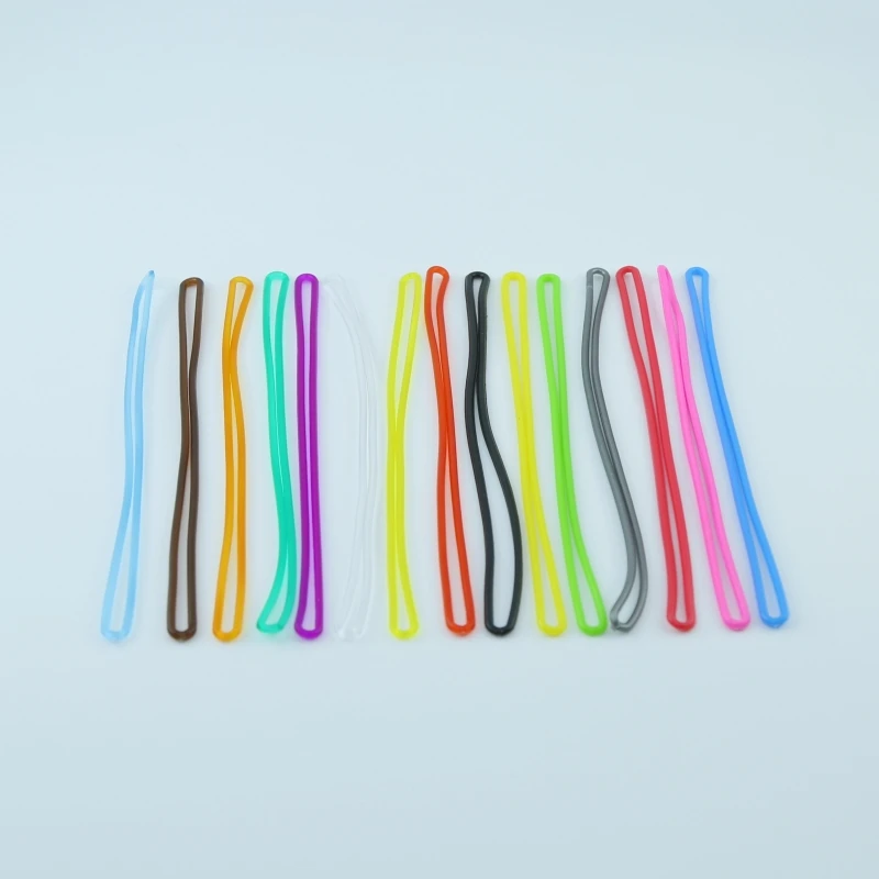 100PCS Eco-friendly Luggage Tag Plastic Loop PVC Worm Straps Comply with US Standards 15 Colors